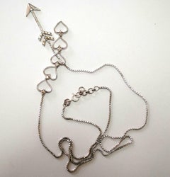 Hearts and Arrow Lariat 925 Silver Diamond Necklace