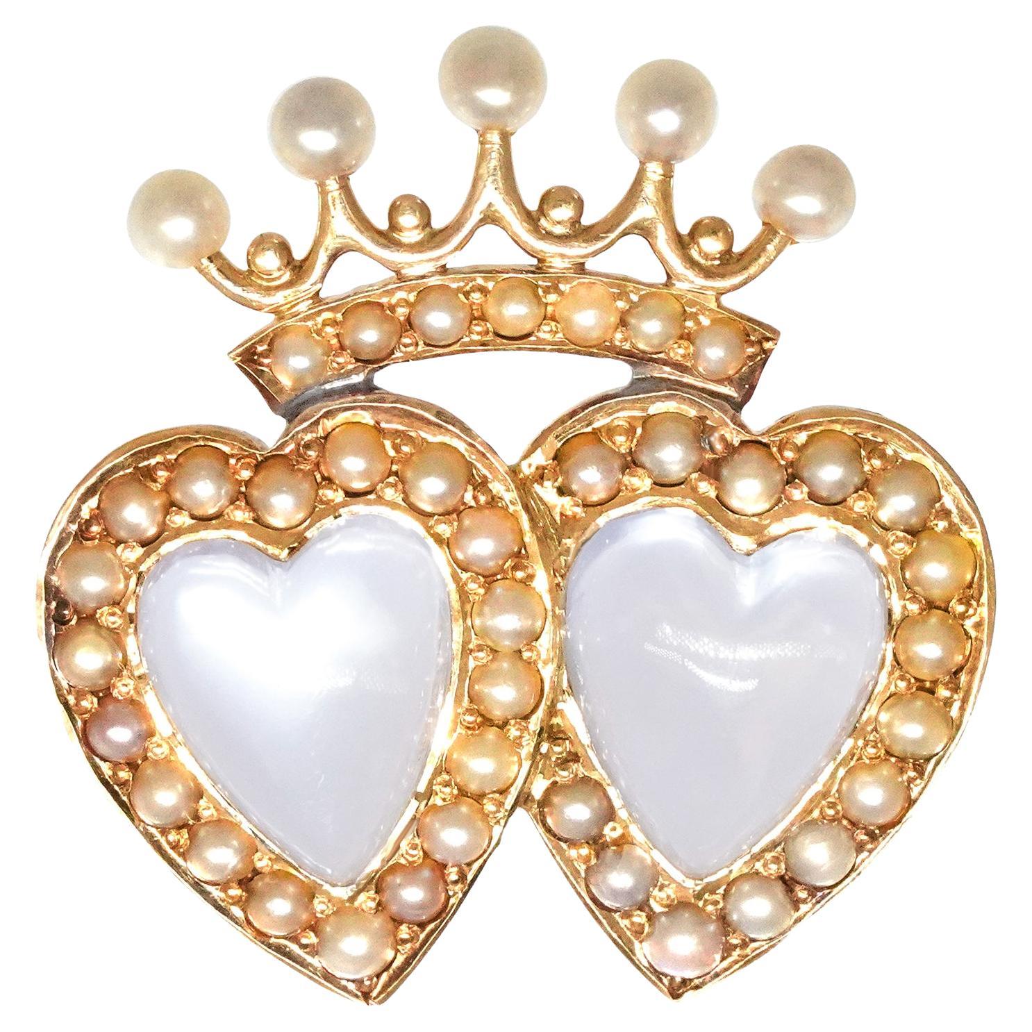 Spilla con cuori e corona del 1880 ca.