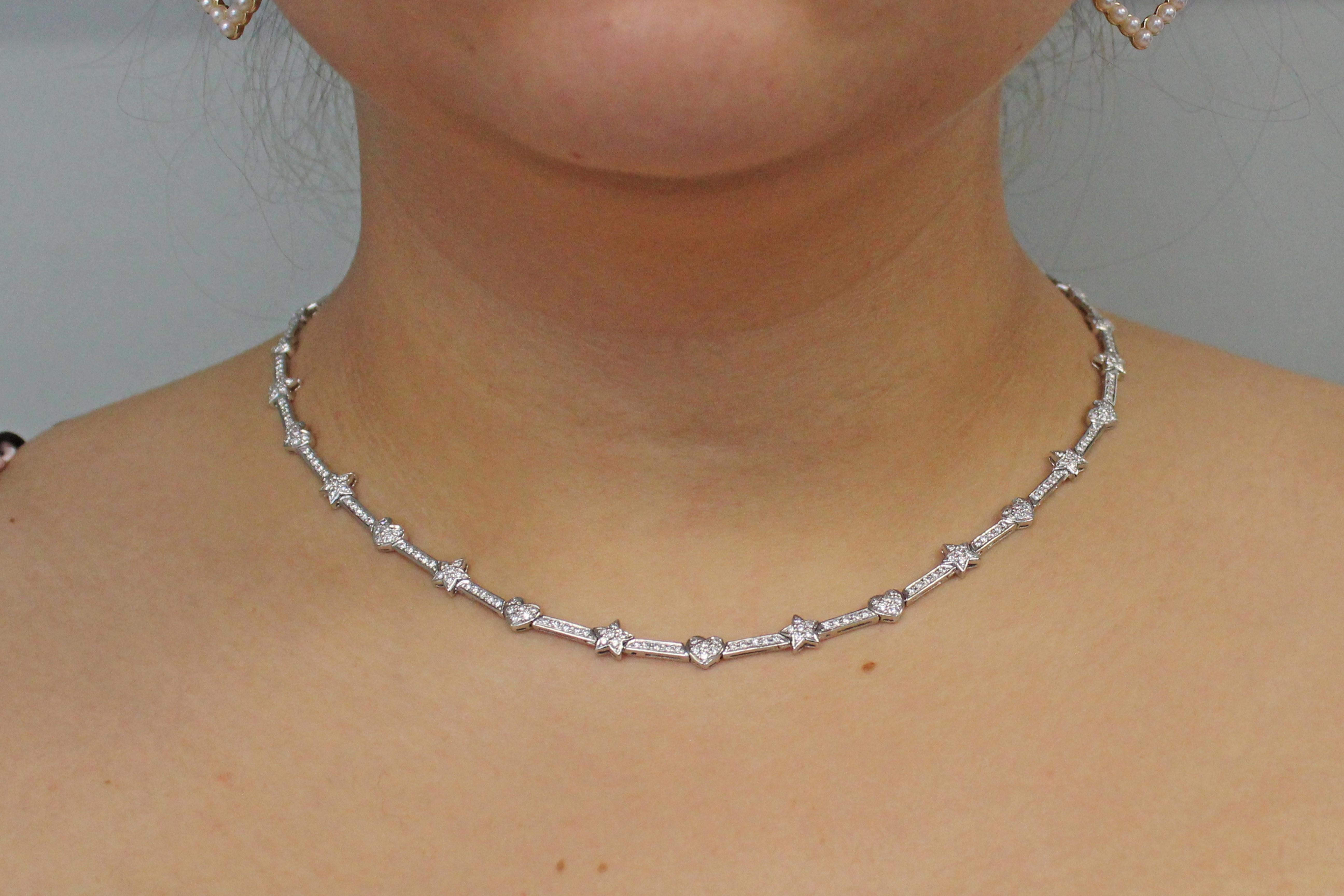 silver diamond heart necklace