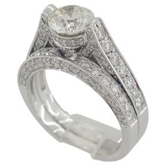 Hearts & Arrows Round Brilliant Cut Diamond Engagement Ring and Wedding Band Set