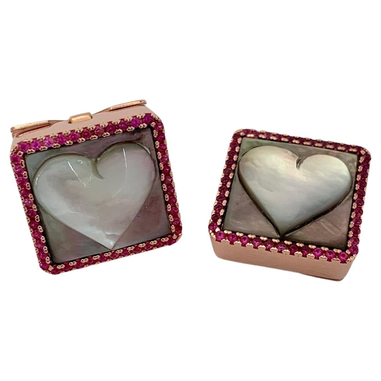 Hearts Charms Pendent and Button Mother-of-pearl Cameos, Are Multi-Function For Sale