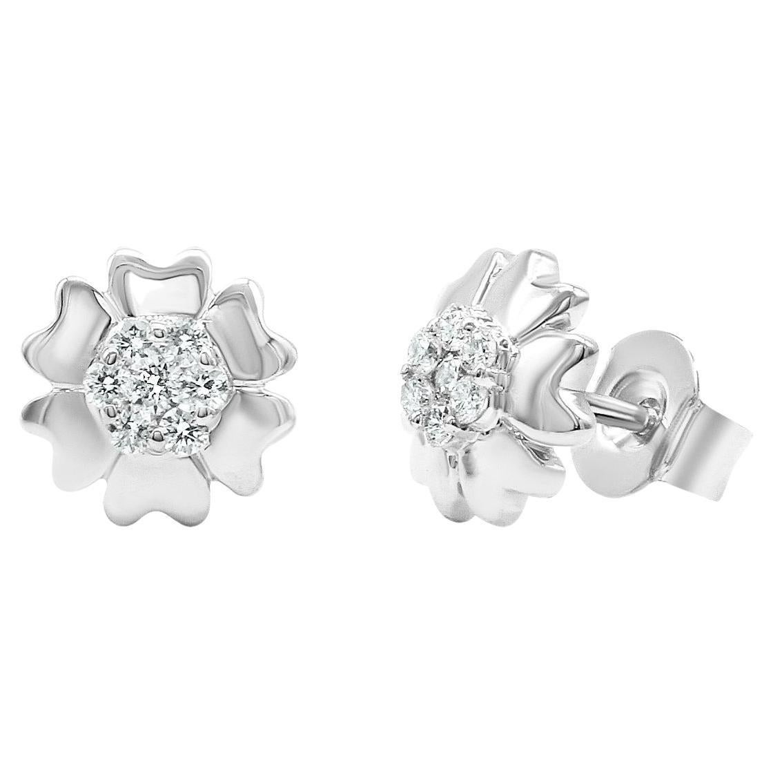Hearts Flower Diamond Studs 14K White, Yellow, and Rose Gold