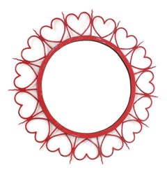 Hearts Framed Sunburst Mirror in Wrought Iron