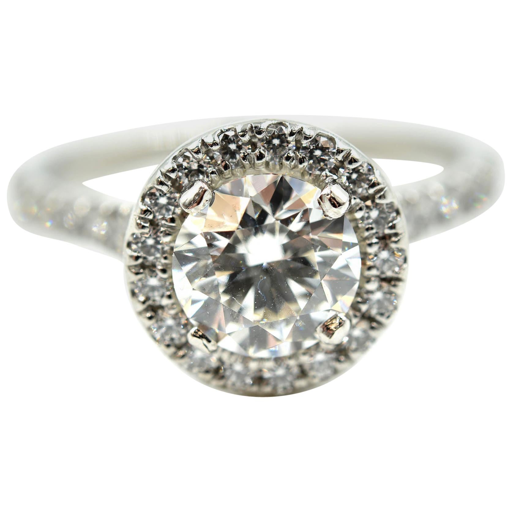 “Hearts on Fire” 1.44 Carat Round Brilliant Diamond Engagement Platinum Ring