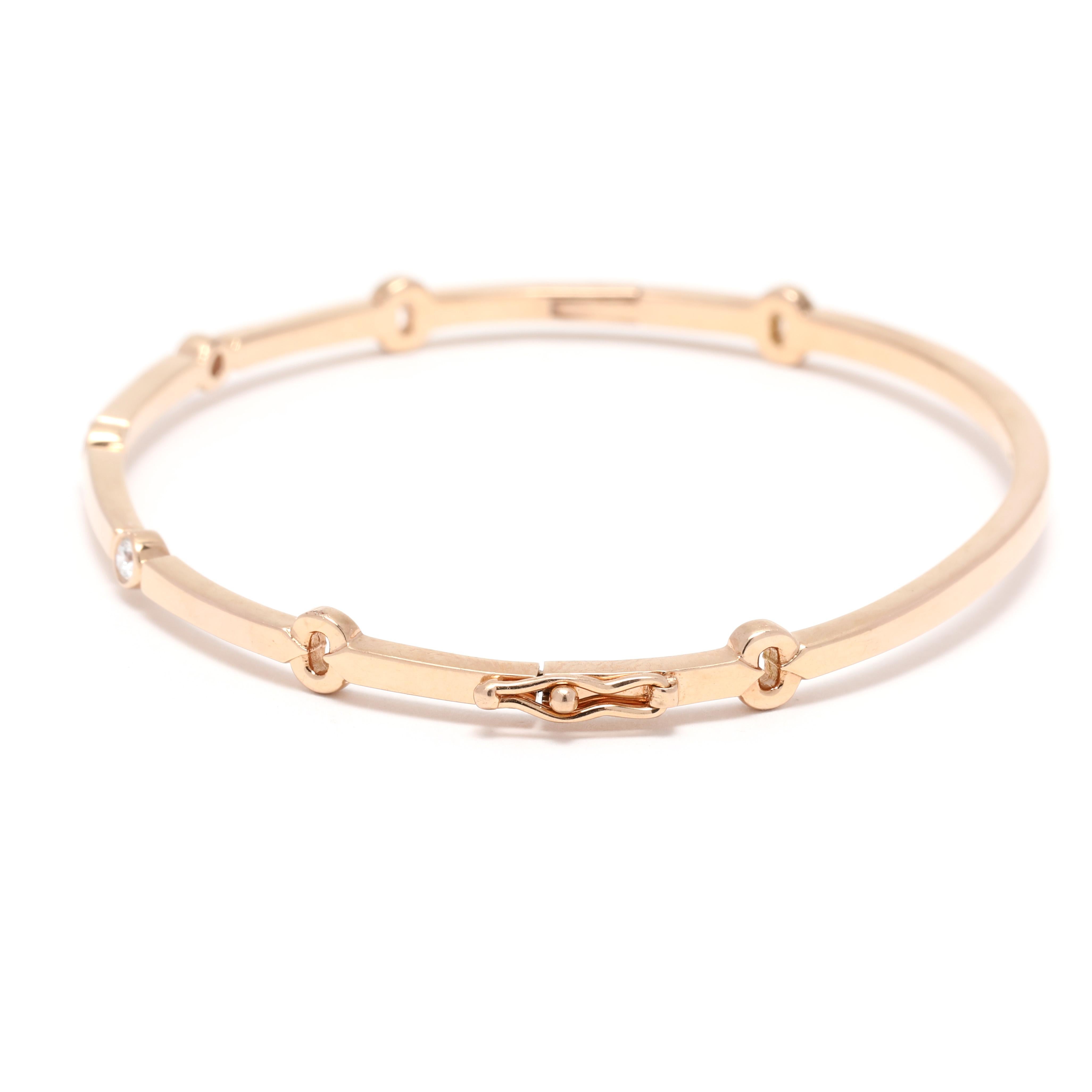 Brilliant Cut Hearts on Fire .15ctw Diamond Bangle Bracelet, 18k Rise Gold For Sale