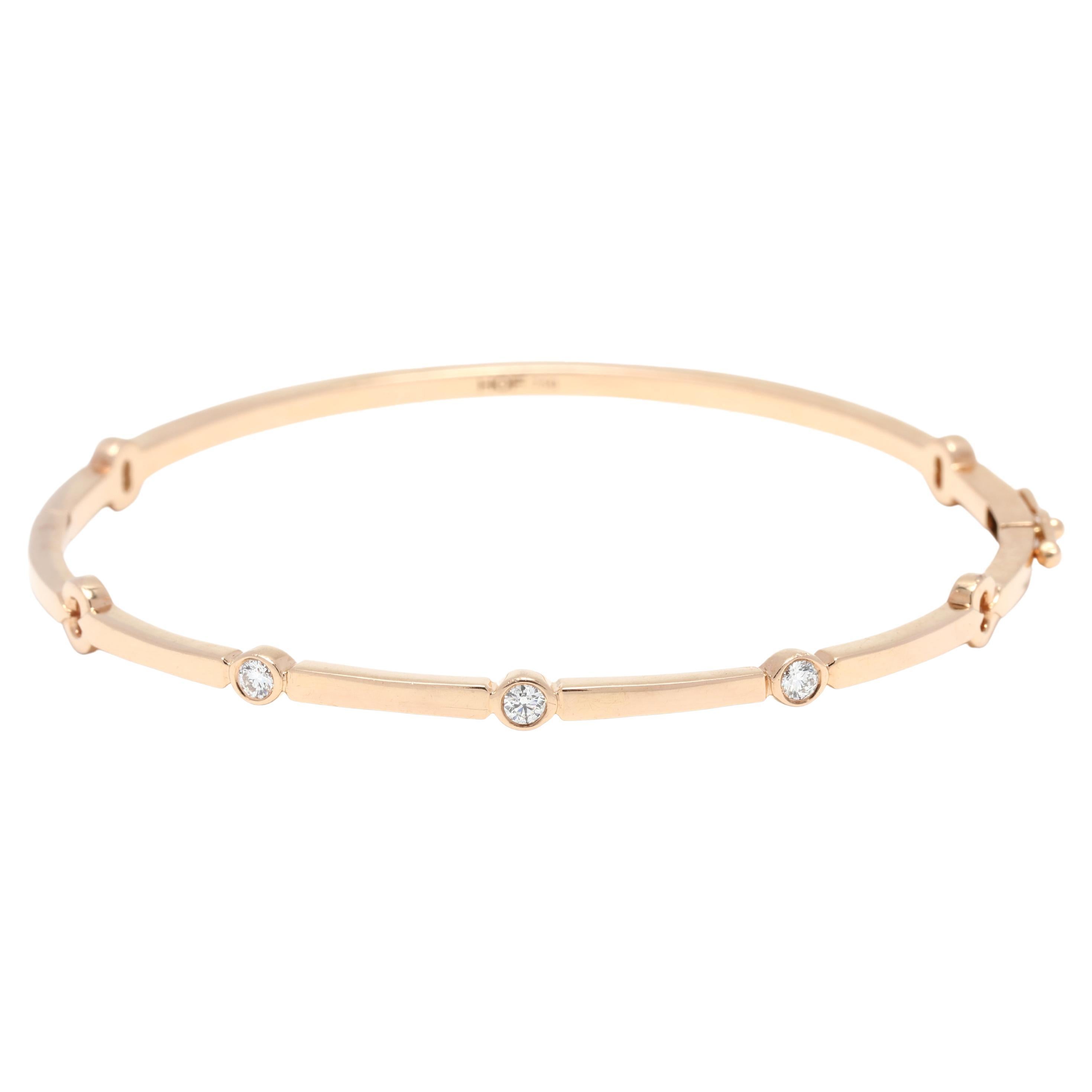 Hearts on Fire .15ctw Diamond Bangle Bracelet, 18k Rise Gold