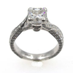 Hearts on Fire 1.62 Carat Cushion Cut Diamond Engagement Ring With Papers