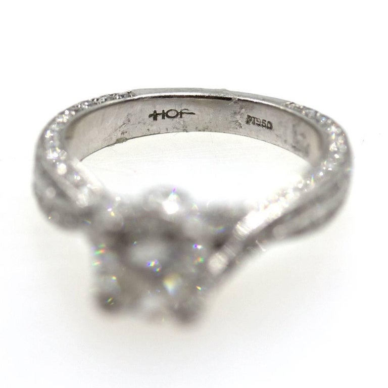 Hearts on Fire 1.62 Carat Cushion Cut Diamond Engagement Ring With