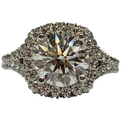 Used Hearts on Fire 18 Karat White Gold 2.92 Carat Total Weight Diamond Ring