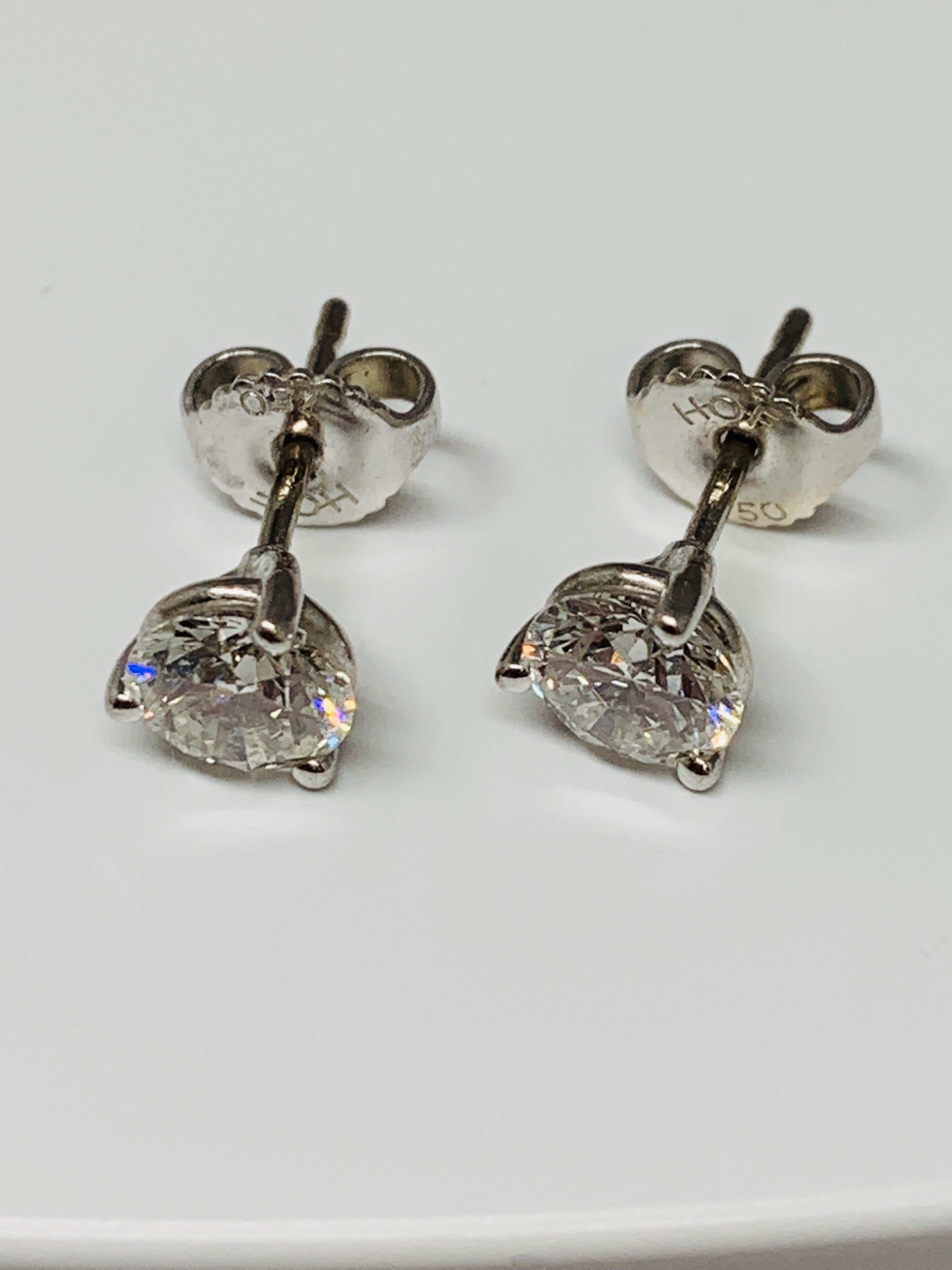 Hearts on Fire 18 Karat White Gold 1.50 Carat Total Weight Diamond Stud Earrings In New Condition For Sale In Gainesville , FL