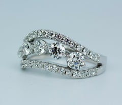 Hearts on Fire 18k White Gold 3 Row Round Diamond Wavy Design 2cttw Band