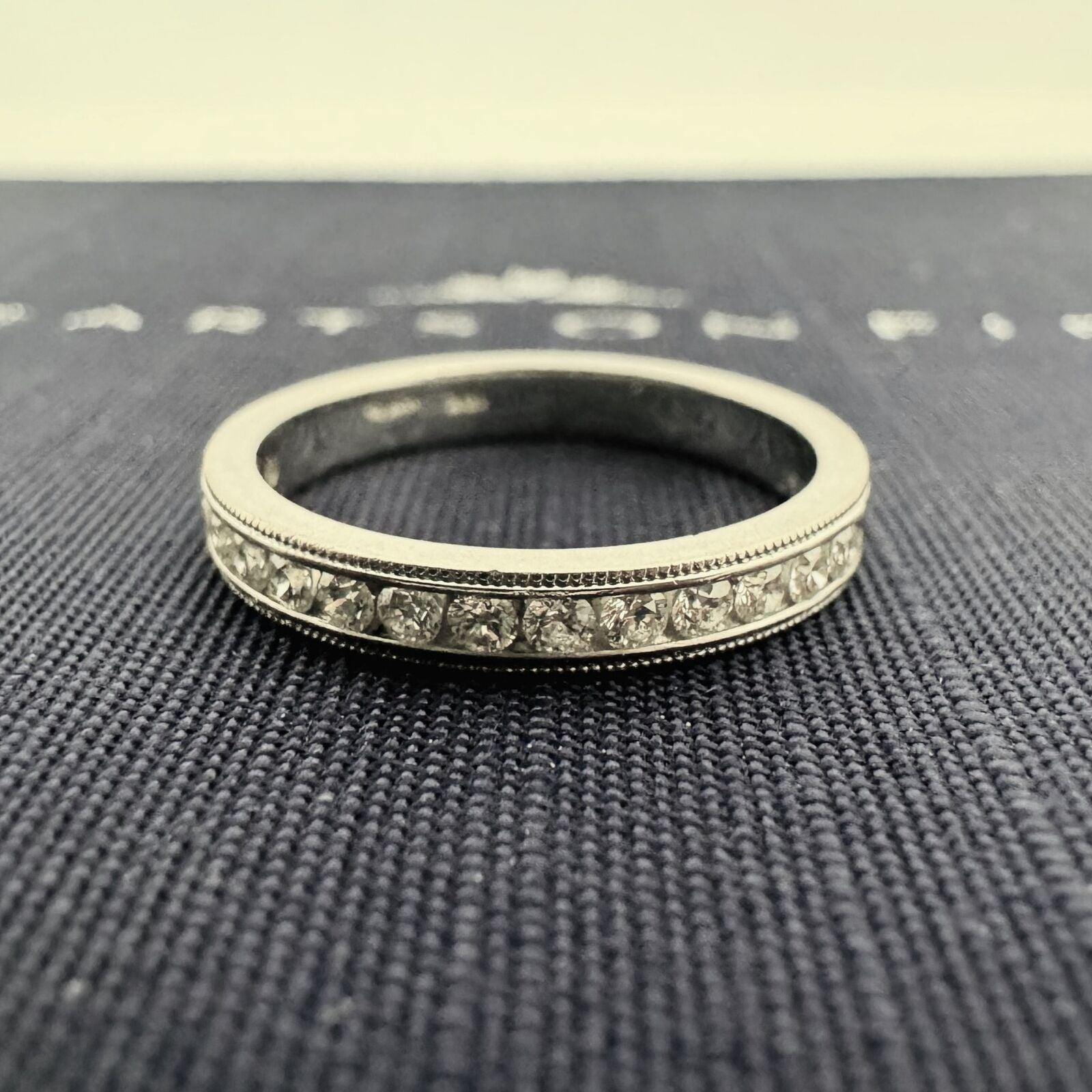 Condition:  Excellent Condition, Professionally Cleaned and Polished
Metal:  18k Gold (Marked, and Professionally Tested)
Weight:  3.8g
Diamonds:  Round Cut Natural Diamonds 0.15cttw
Width:  3mm
Size:  6.75
Markings:  