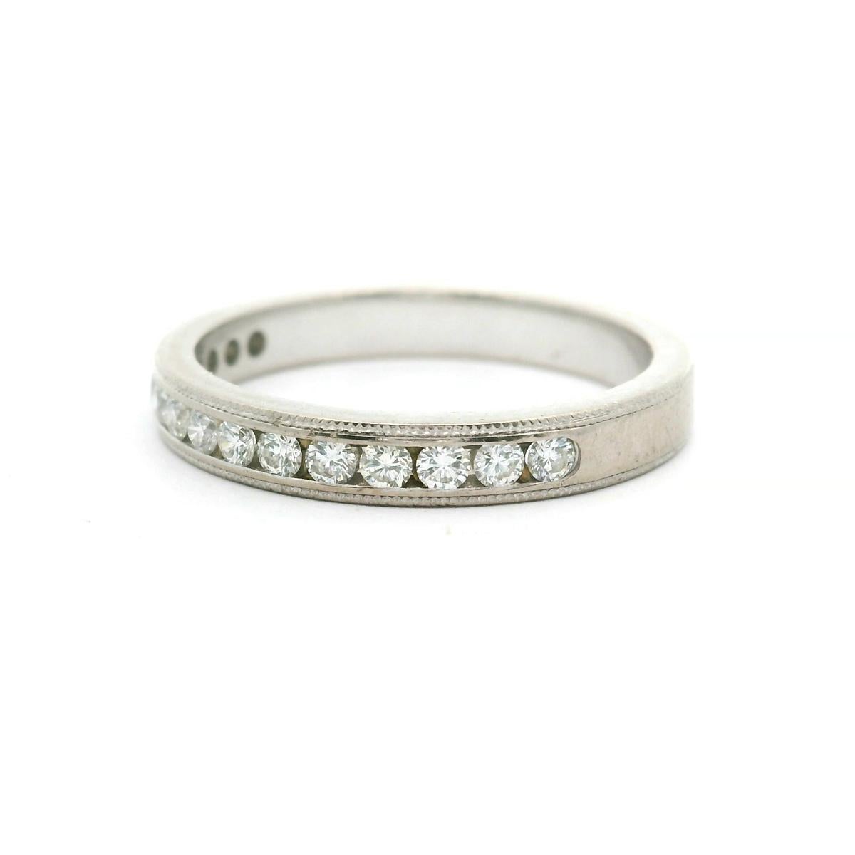 Women's Hearts on Fire 18k White Gold and Diamond Half Eternity Band Ring Size 6.75