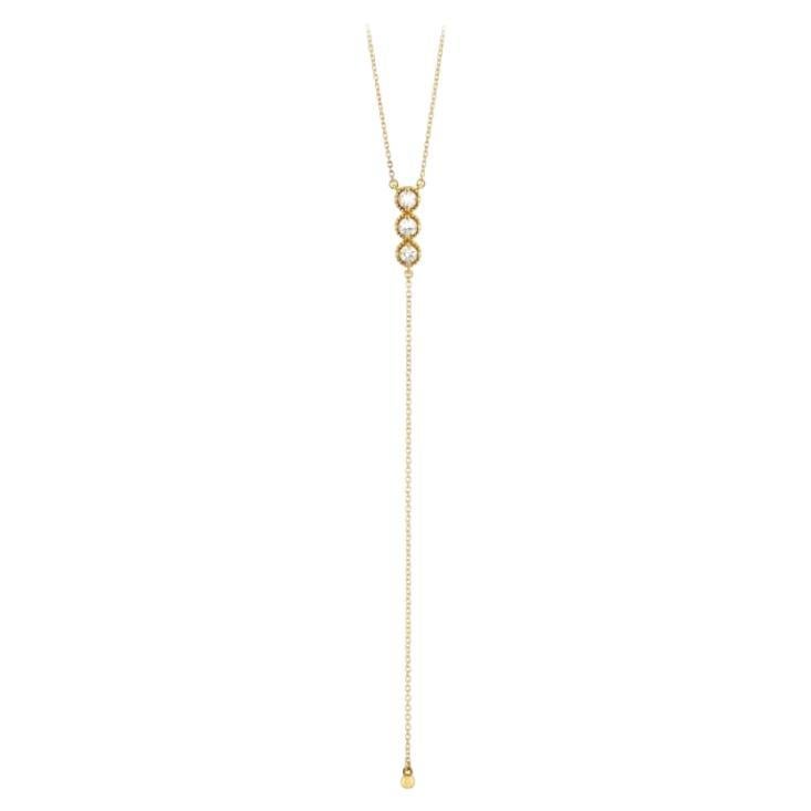 Hearts on Fire 18k Yellow Gold Lilianna Milgrain "Y" Lariat Diamond Necklace For Sale