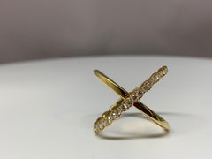 Hearts on Fire 18 Karat Yellow Gold Lorelei Criss Cross Diamond Cocktail Ring