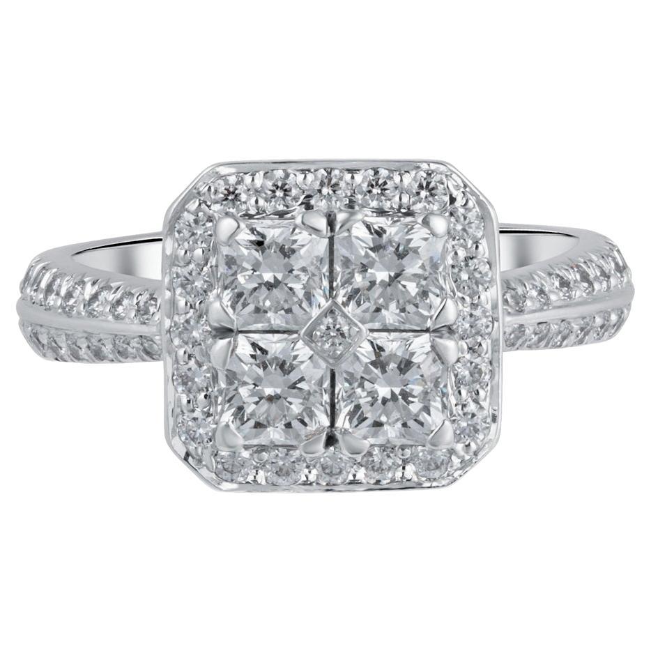 Hearts on Fire 18KWG Diamond Cluster Ring