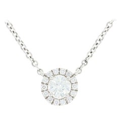 Hearts on Fire .30 Carat Round Brilliant Diamond Halo Necklace, 18k White Gold