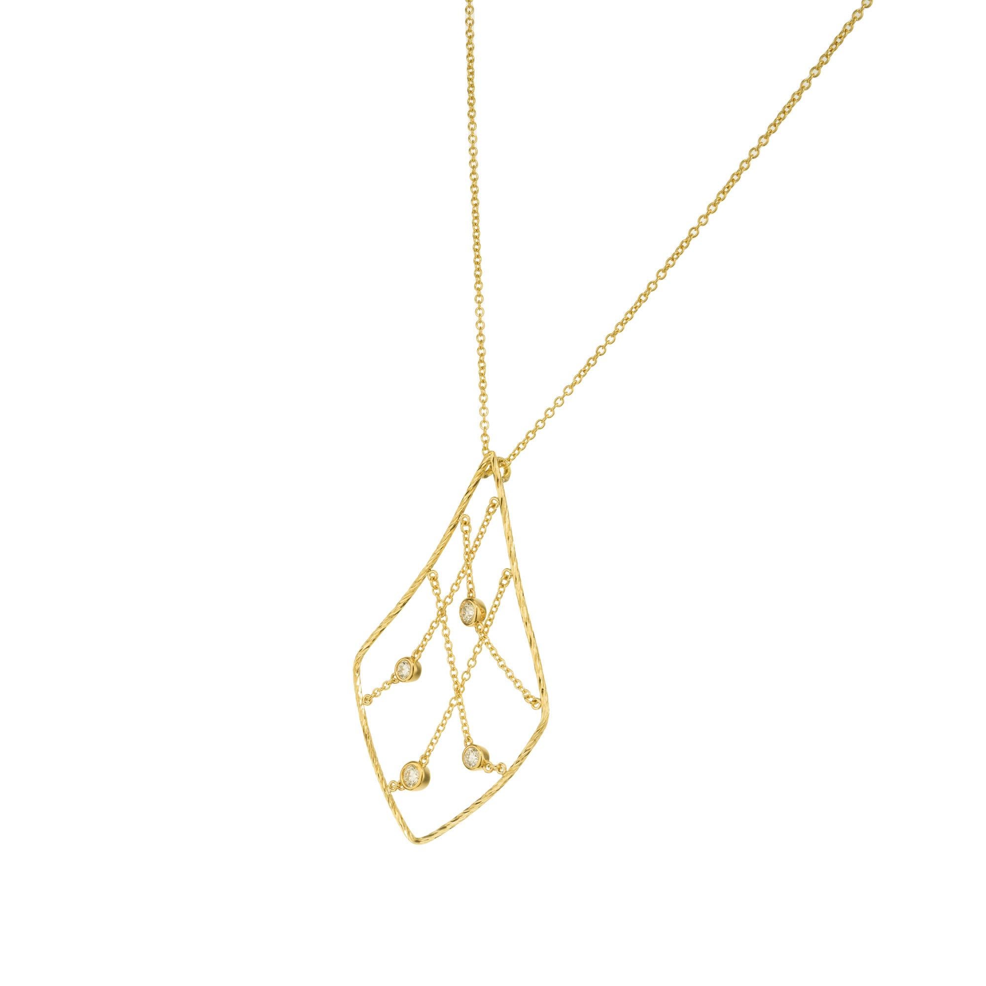 Round Cut Hearts On Fire .33 Carat Diamond Yellow Gold Pendant Necklace  For Sale