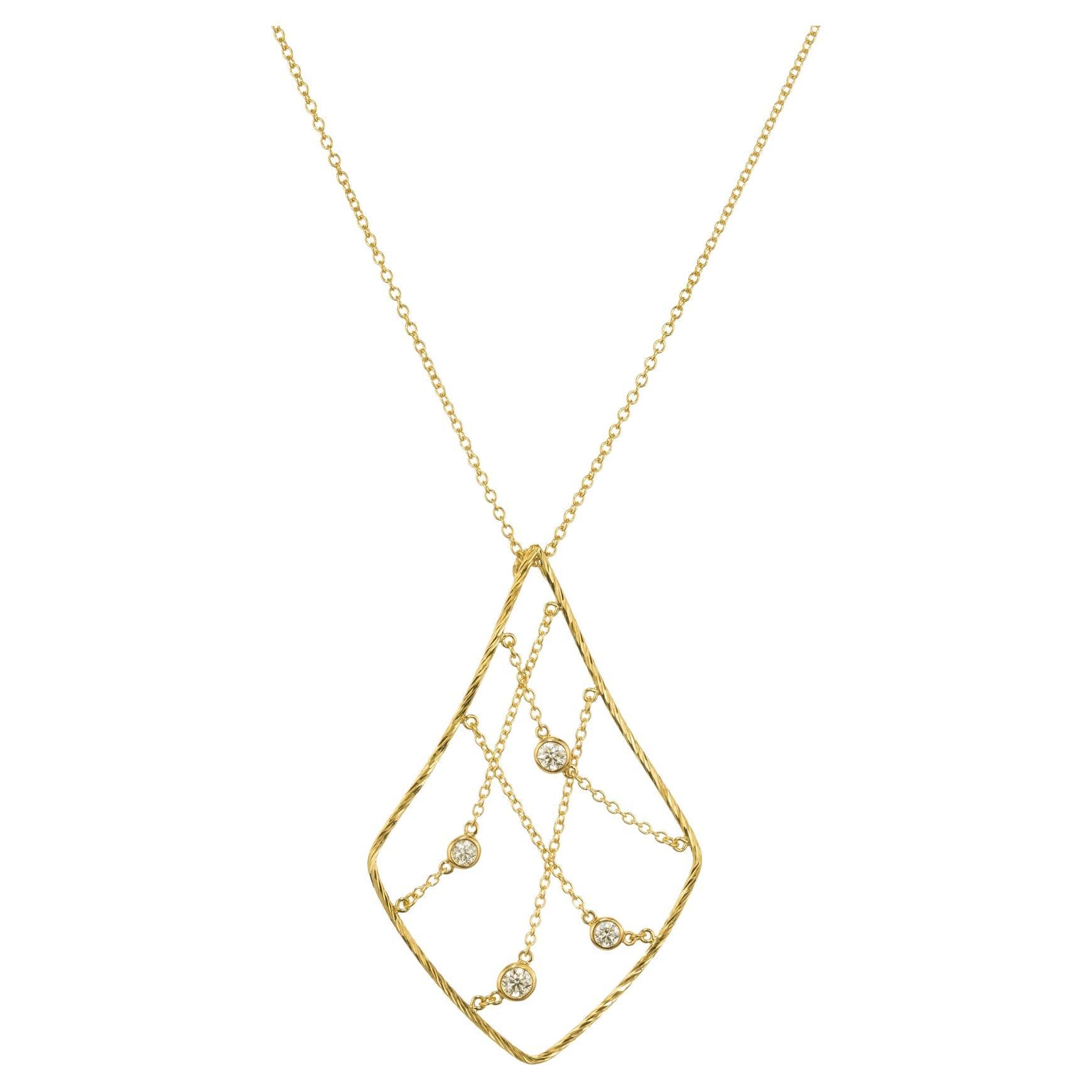 Hearts On Fire .33 Carat Diamond Yellow Gold Pendant Necklace 
