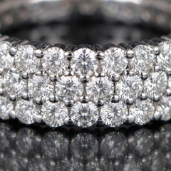 Bague « Eternity » à trois rangées de diamants « Hearts On Fire » de 3,5 carats, en or blanc 18 carats
