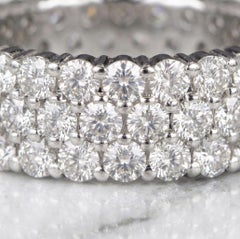 Alianza «Hearts On Fire» de tres filas con diamantes de 3,5 quilates en oro blanco de 18k
