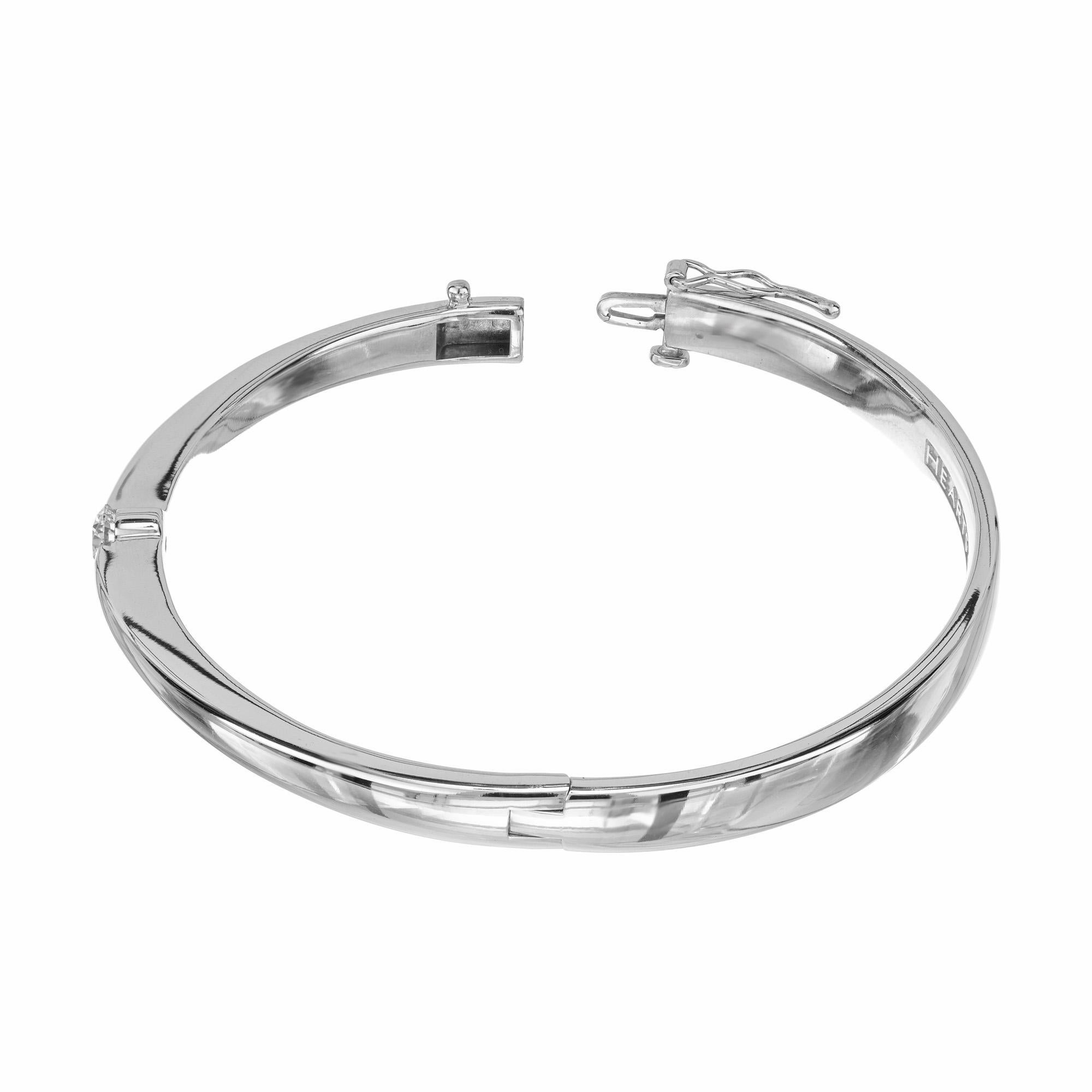 Round Cut Hearts on Fire .40 Carat Diamond White Gold Bangle Bracelet