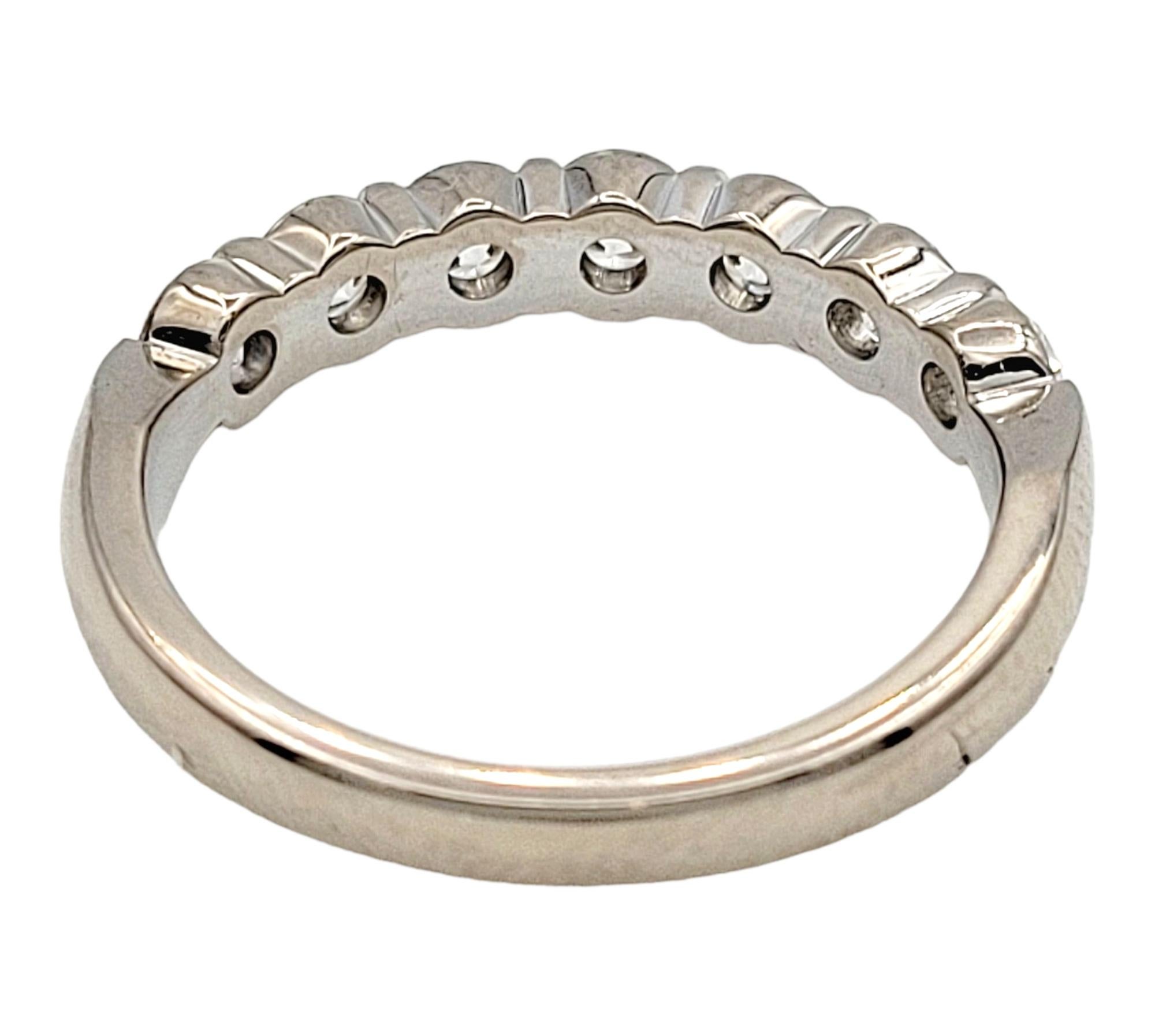 Modern Hearts on Fire 7 Stone Diamond Semi Eternity Band Ring in 18 Karat White Gold  For Sale