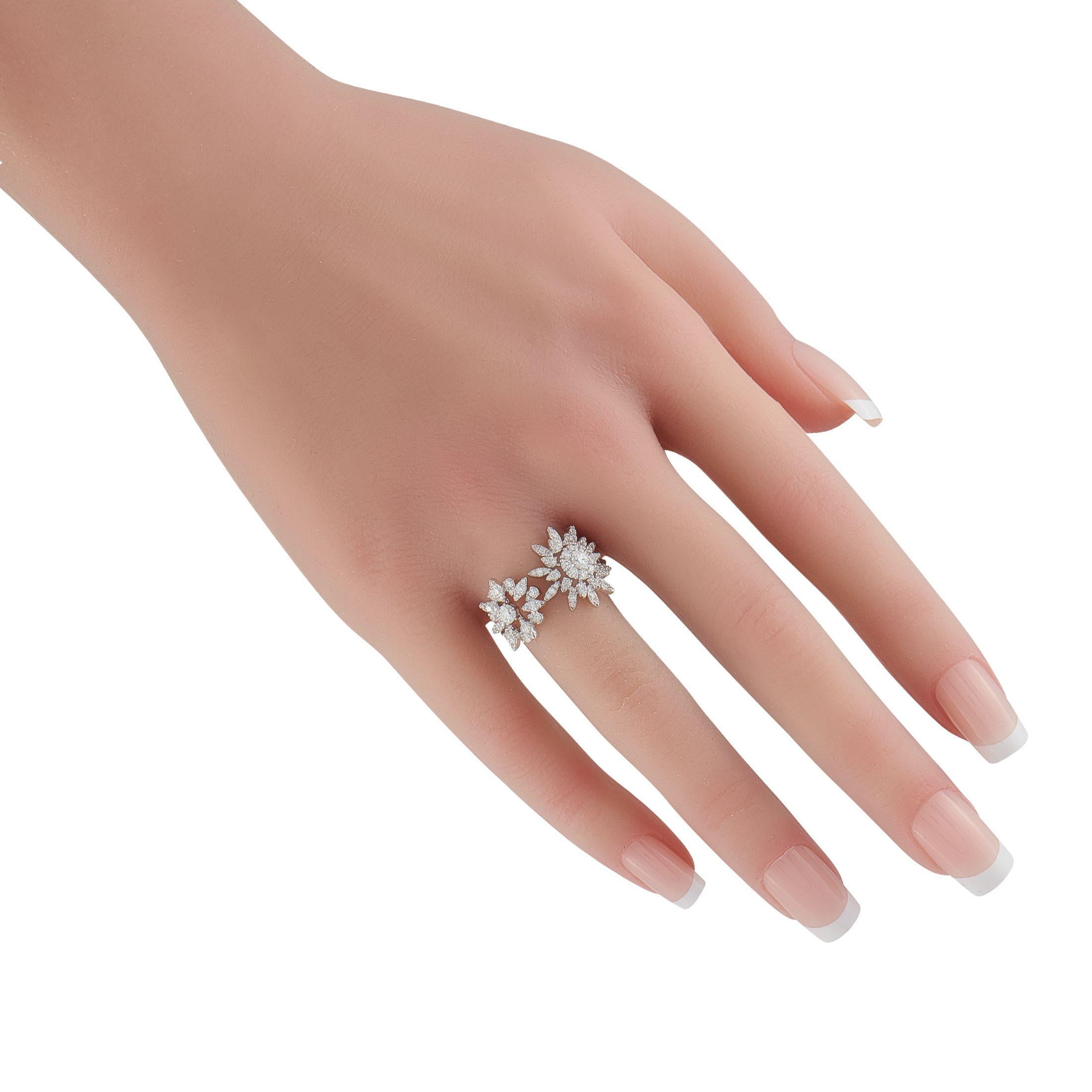 Taille ronde Hearts On Fire Bague double soleil en or 18 carats 0,83 ct de diamant HF16-070125 en vente
