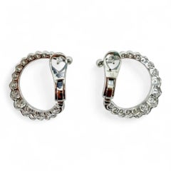Hearts On Fire Aerial Regal Diamond Hoop Earrings 18K White Gold Small 1.03Ctw