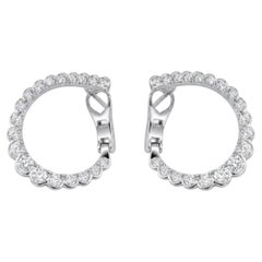 Hearts On Fire Aerial Regal Diamond Hoop Earrings 18K White Gold Small 1.03Ctw