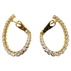 Hearts On Fire Aerial Regal Diamond Hoops 18K Yellow Gold Medium 1.58Ctw