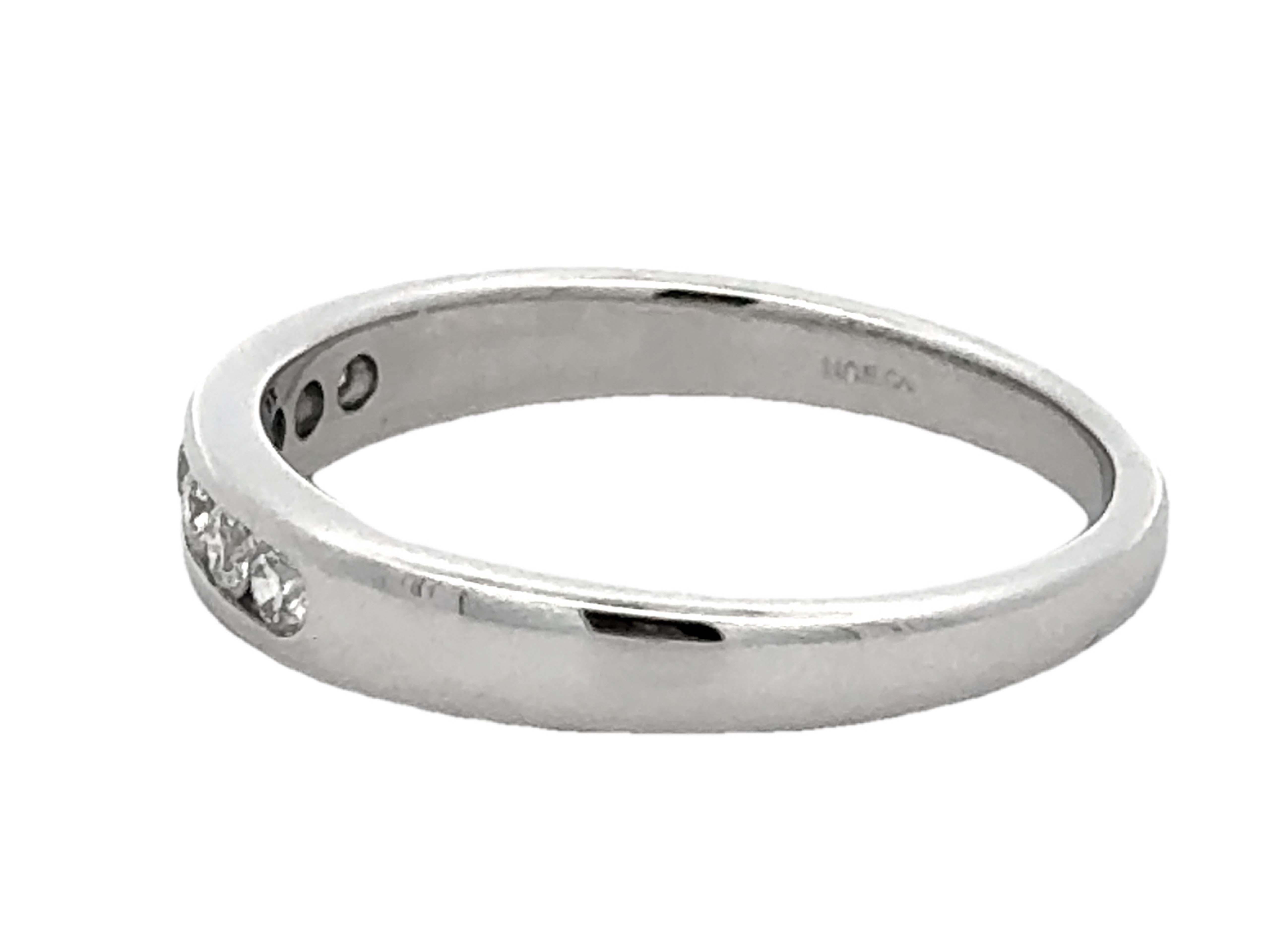 Women's or Men's Hearts on Fire Channel Set 7 Diamond Ring 18k White Gold For Sale