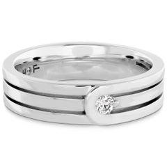 „Hearts On Fire“ Ring mit zwei Diamanten in einem Band, 18 Karat Weißgold, 0,08 Karat, Größe 7