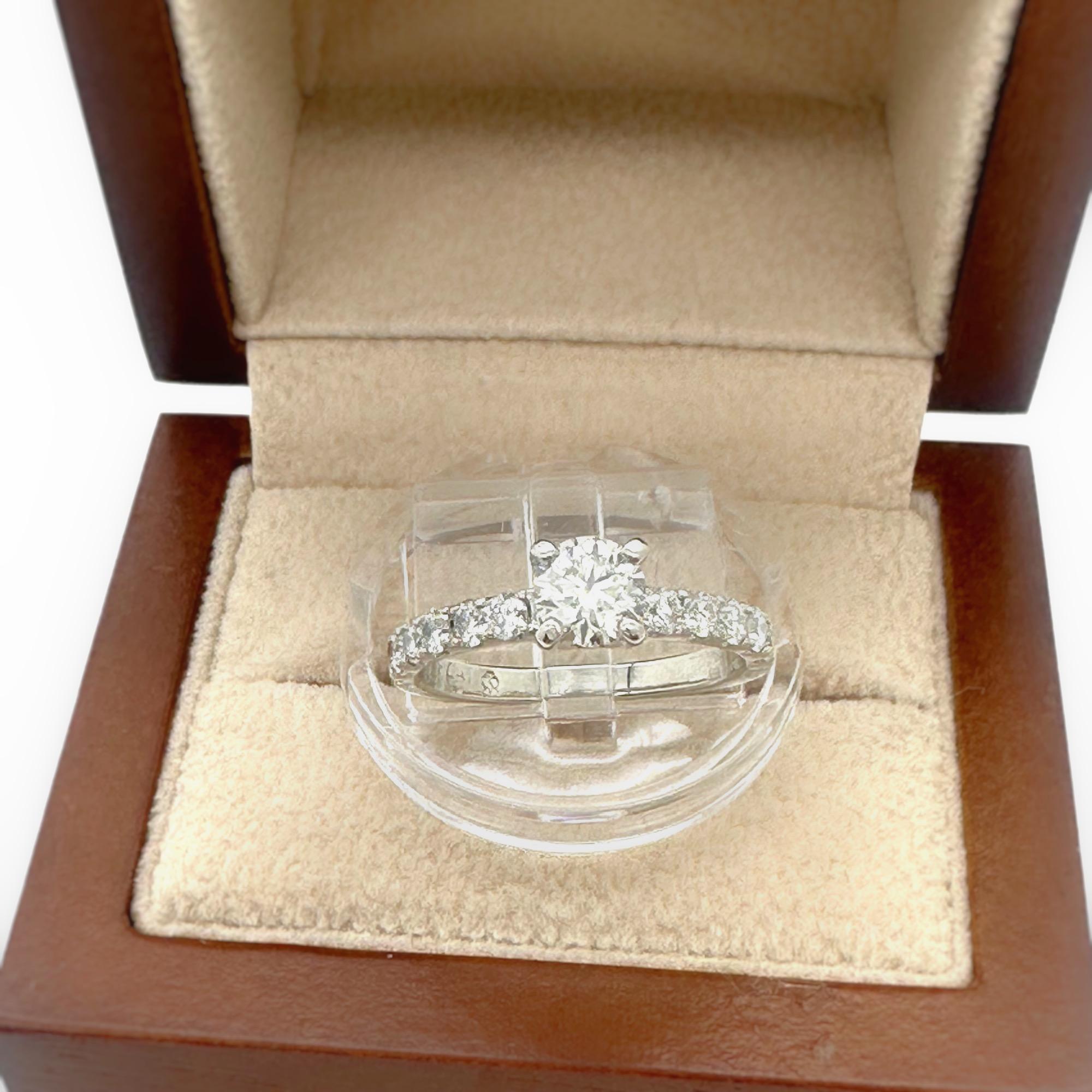 Diamante Hearts On Fire 0,51 cts J SI1 engastado en un anillo de compromiso de platino en venta 8