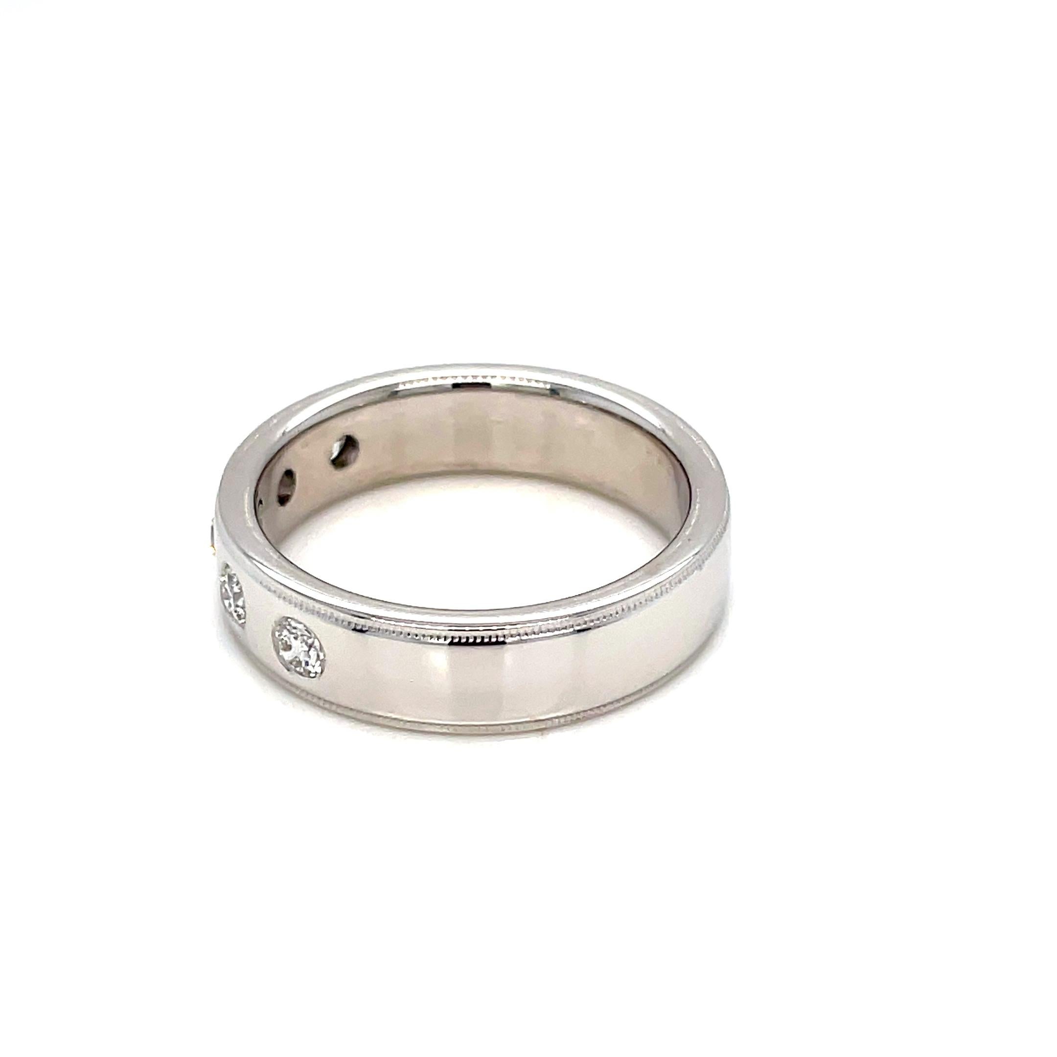 Men's Hearts on Fire Diamond Band 18K White Gold For Sale