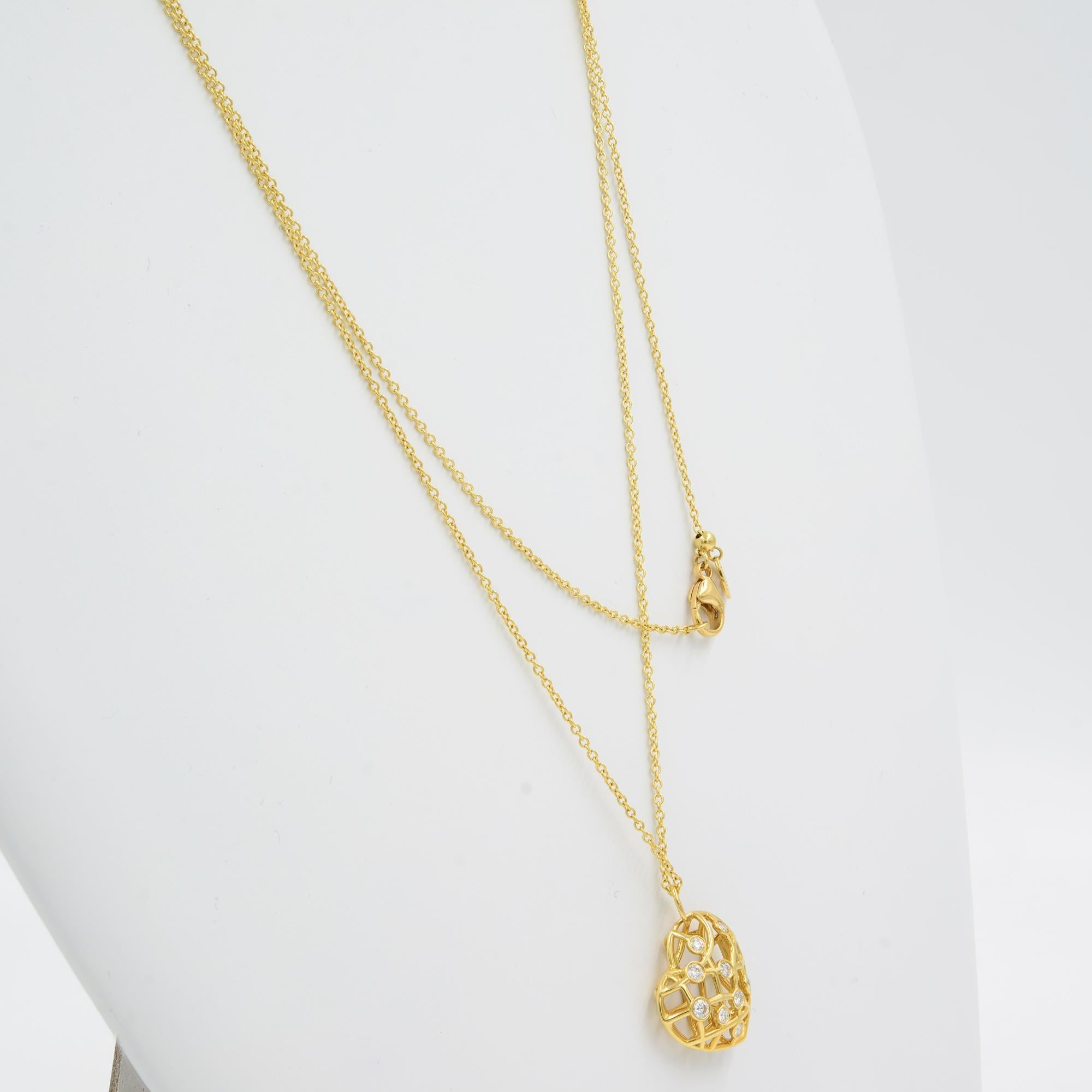Moderne Hearts on Fire Collier pendentif chaîne en or jaune 18 carats avec diamants 0,35 carat poids total en vente