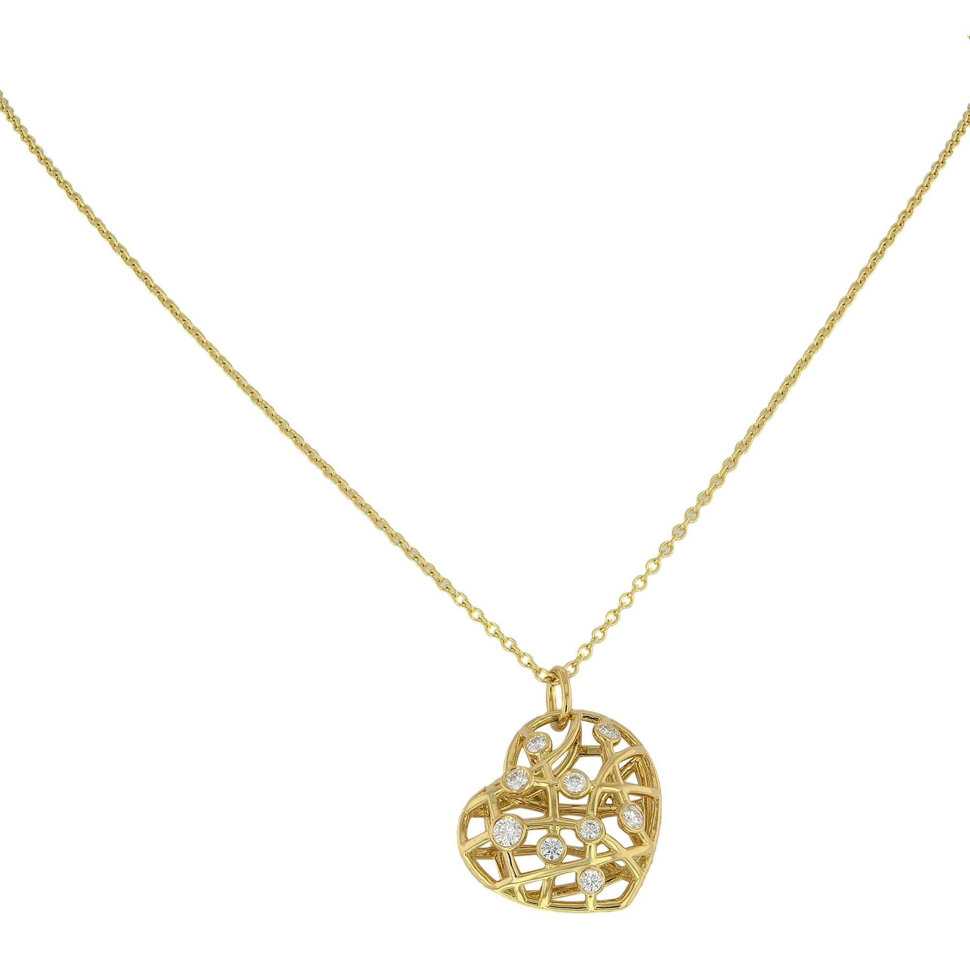 Hearts on Fire Collier pendentif chaîne en or jaune 18 carats avec diamants 0,35 carat poids total en vente