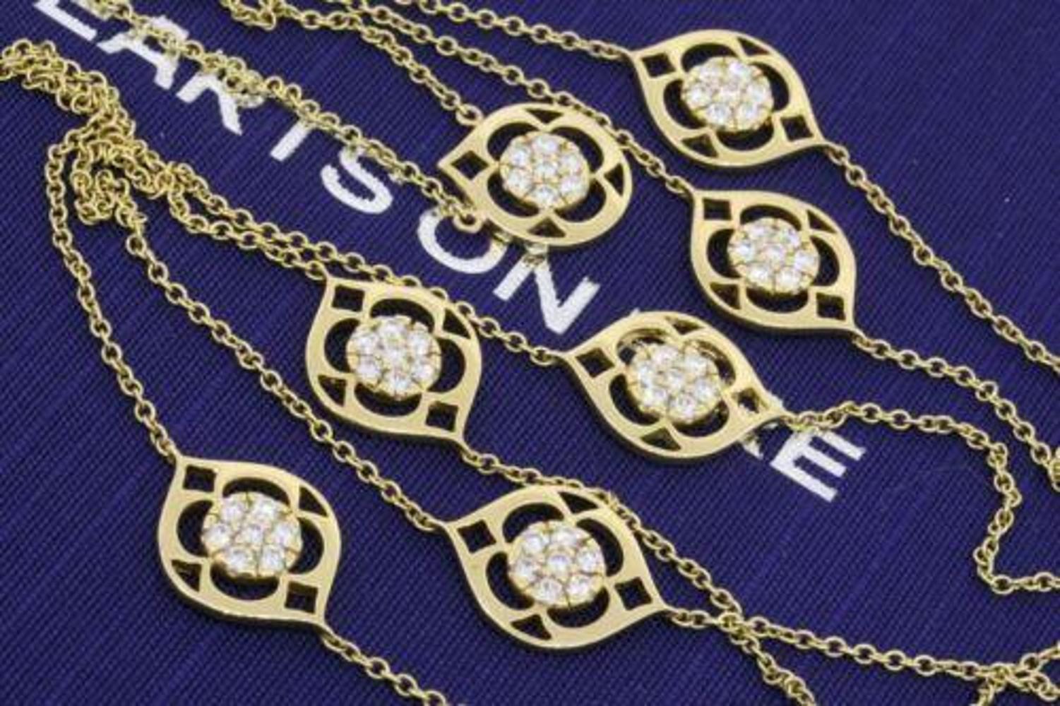 Here we have a remarkable Hearts on Fire 7 station ~1.96ctw diamond necklace in 18k gold with original certificate. 

I simply cannot find another one like this or even similar anywhere else, can you?  I would guess a retail price of over $10k
