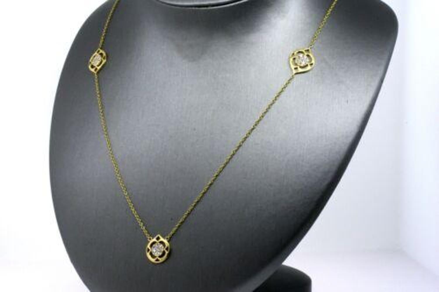 Hearts on Fire Diamond Station Necklace Chain HOF 18k Gold 1.96ctw & Certificate For Sale 2