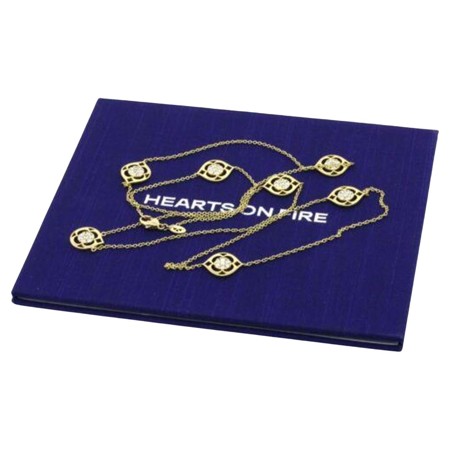 Hearts on Fire Diamond Station Necklace Chain HOF 18k Gold 1.96ctw & Certificate For Sale