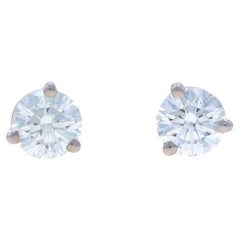 Hearts on Fire Diamond Stud Earrings - White Gold 18k Round 1.08ctw Pierced