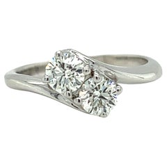 Vintage Hearts On Fire Diamond Toi et Moi Ring in 14K White Gold