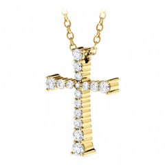 Ciondolo a croce con diamanti "Hearts On Fire Divine Journey" in oro giallo 18 carati, 1,25 carati totali