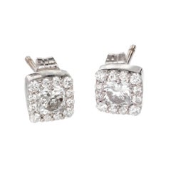 Hearts on Fire .72 Carat Dream Fulfilment White Gold Halo Stud Earrings