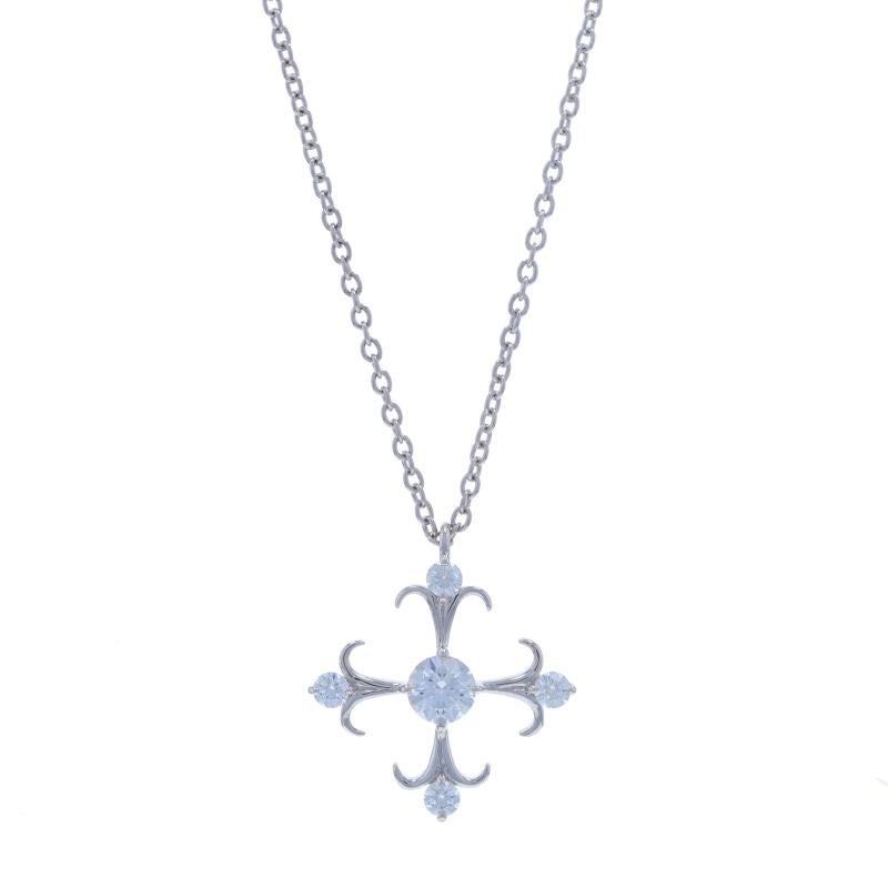 Precio de venta al público: 2189

Marca: Hearts On Fire
Diseño:  Cruz de cuento de hadas

Contenido de metal: Oro blanco de 18 quilates

Información sobre Stone

Diamantes naturales
Quilate(s): .33ctw
Talla: Redondo brillante
Color: G - H
Claridad: