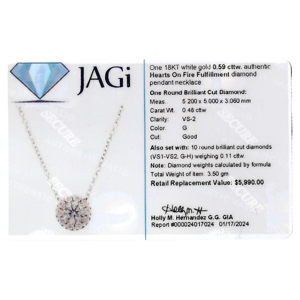 Hearts on Fire Fulfillment Diamond Pendant Necklace Set in 18 Karat White Gold For Sale 5