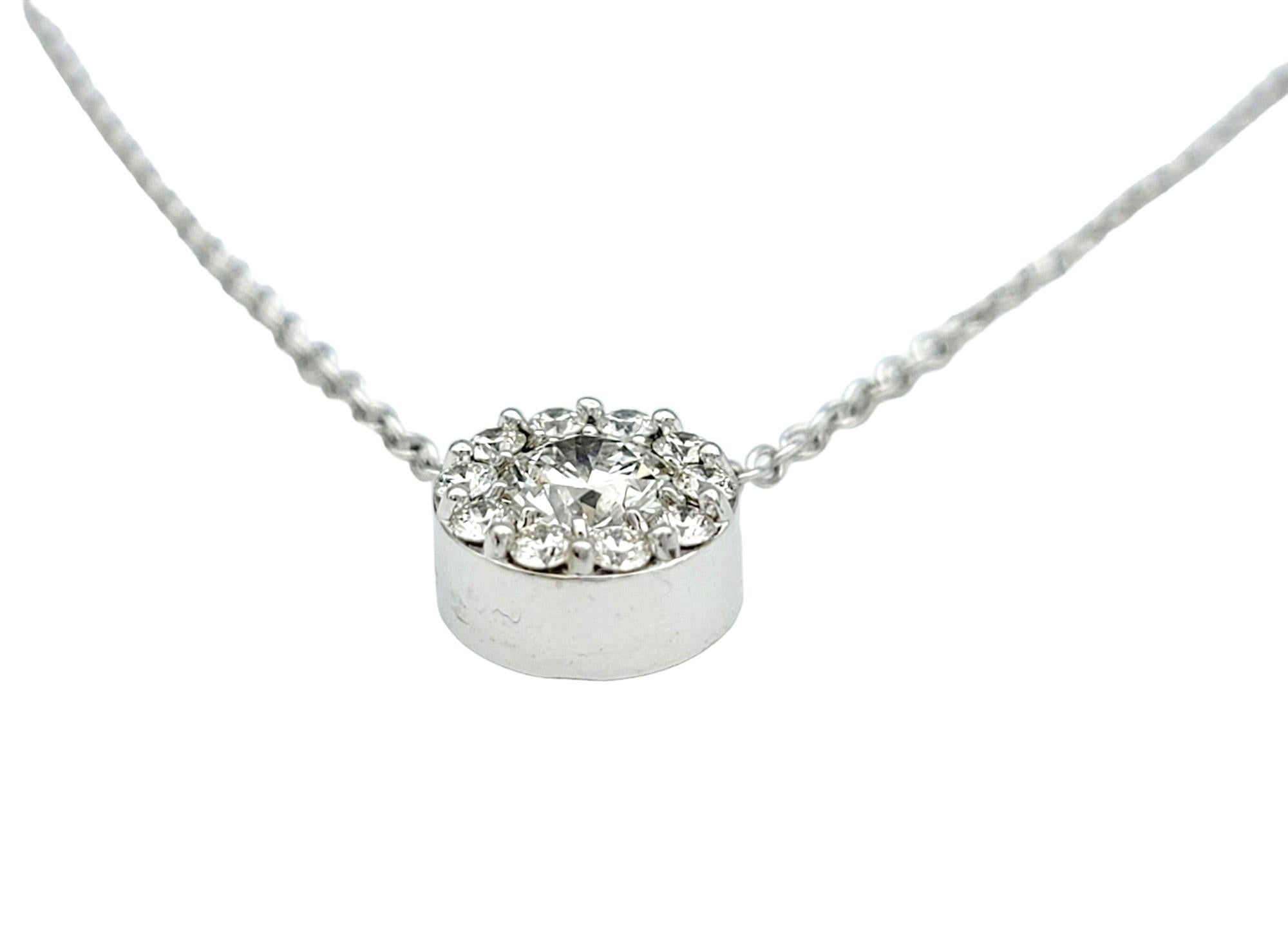 Round Cut Hearts on Fire Fulfillment Diamond Pendant Necklace Set in 18 Karat White Gold For Sale