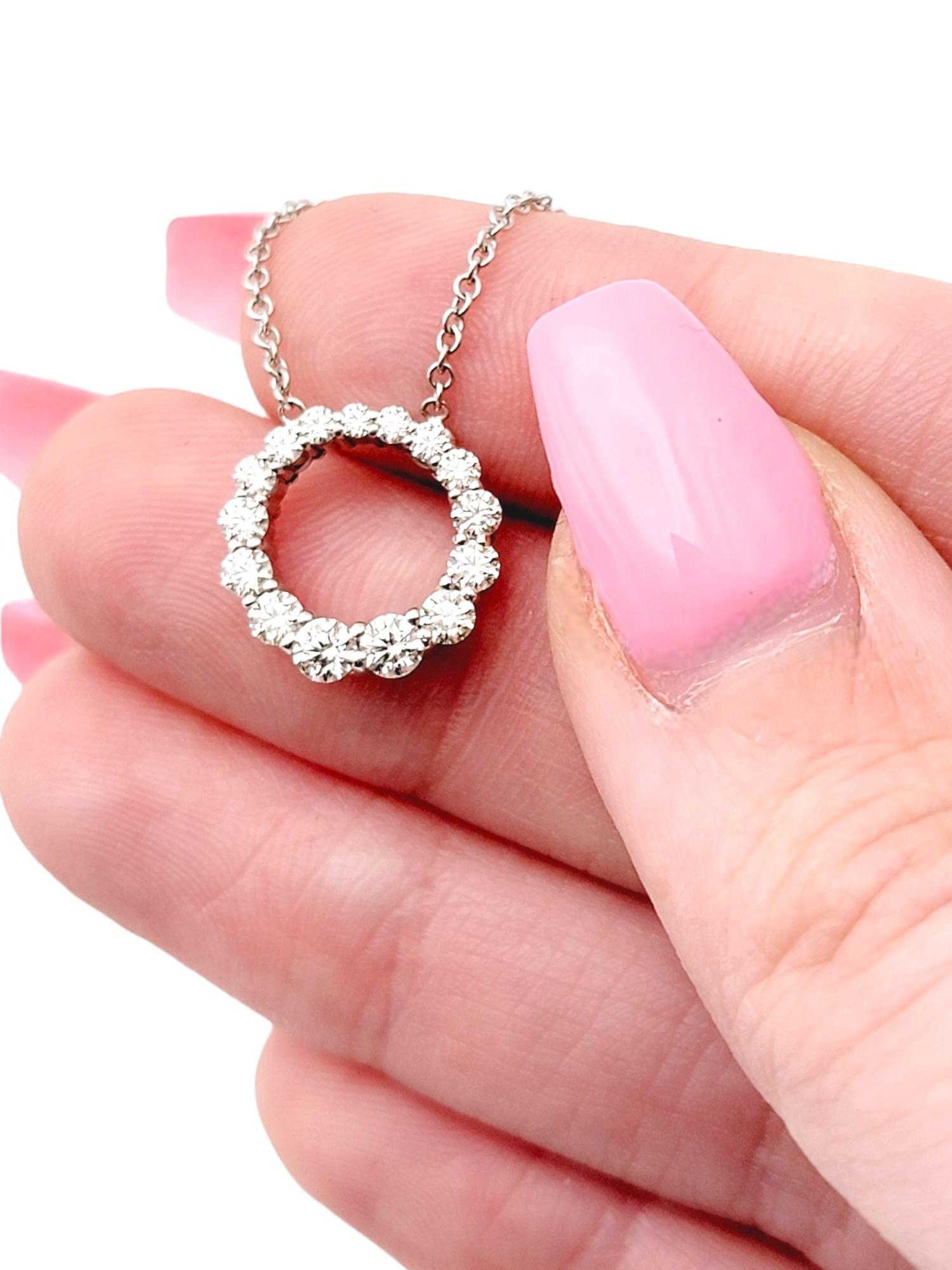 Hearts on Fire Graduated Round Diamond Circle Eternity Pendant Necklace 1