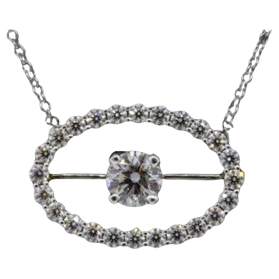 Hearts on Fire HOF 1.52ct Diamond Pendant .80 Round Center Oval 18k Necklace