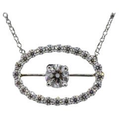 Hearts on Fire HOF 1.52ct Diamond Pendant .80 Round Center Oval 18k Necklace
